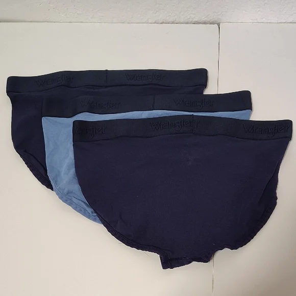 New Wrangler Men's Briefs - Navy and Light Blue Sz 36-38 - Picture 2 of 5